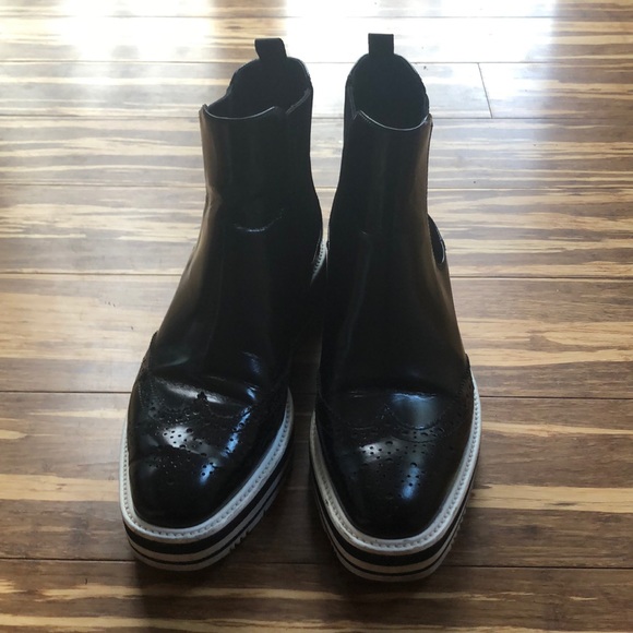 Prada Wingtip Oxford Ankle Boots - Picture 1 of 8